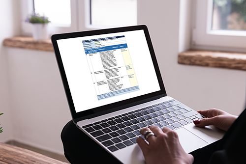 Laptop showing a System Security Plan table